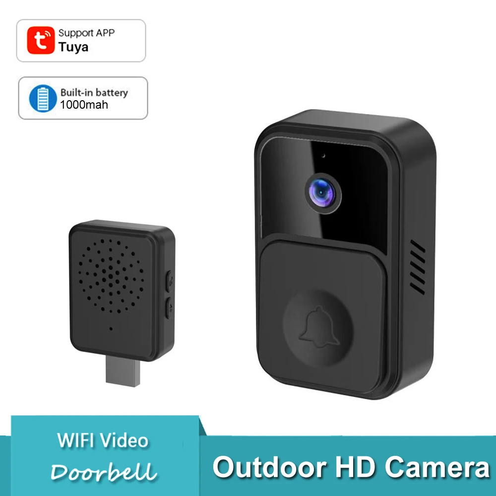 

Tuya Mini Wireless Doorbell WiFi Outdoor Camera Security Door Bell Night Vision Video Intercom doorbell Built in 1000mah Battery