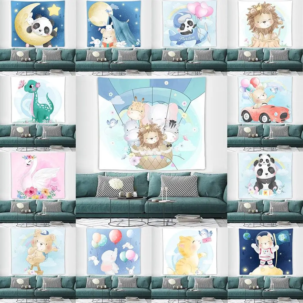 

Детский мальчик девочка Спальня украшение мультфильм Животные гобелен милый медведь гобелен стены подвесной, настенный