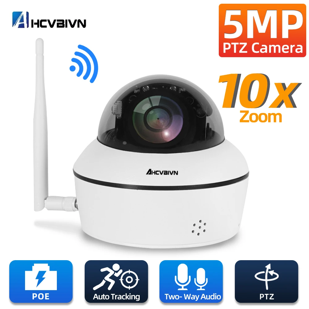 

IP-камера видеонаблюдения, 5 МП, 10X зум, POE + WiFi