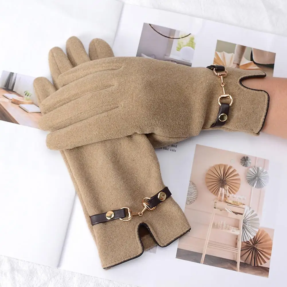 1 Pair Ridding Gloves DE Velvet Fabric Comfortable Coldproof Driving Gloves for Cold Weather