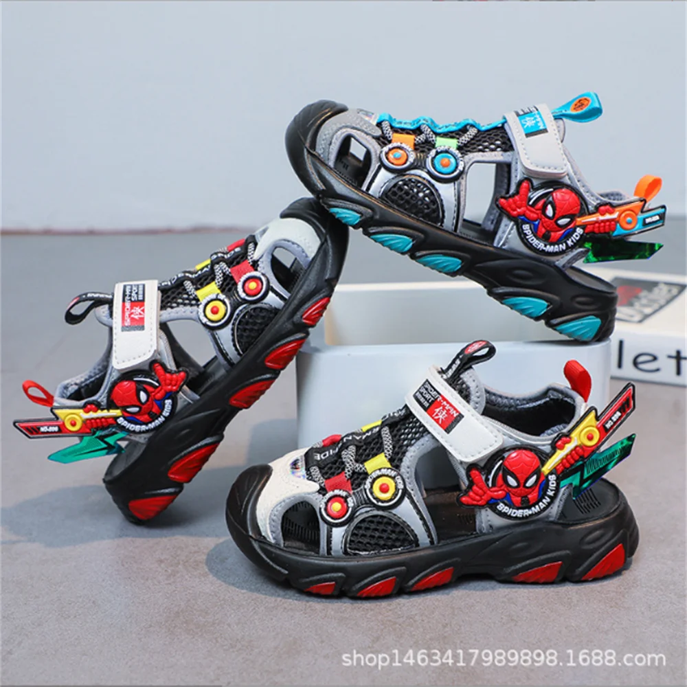 

Pupils Baotou Sandals 2022 New Disney Summer Children's Beach Shoes Casual Solid Color Soft Bottom Cartoon SpiderMan
