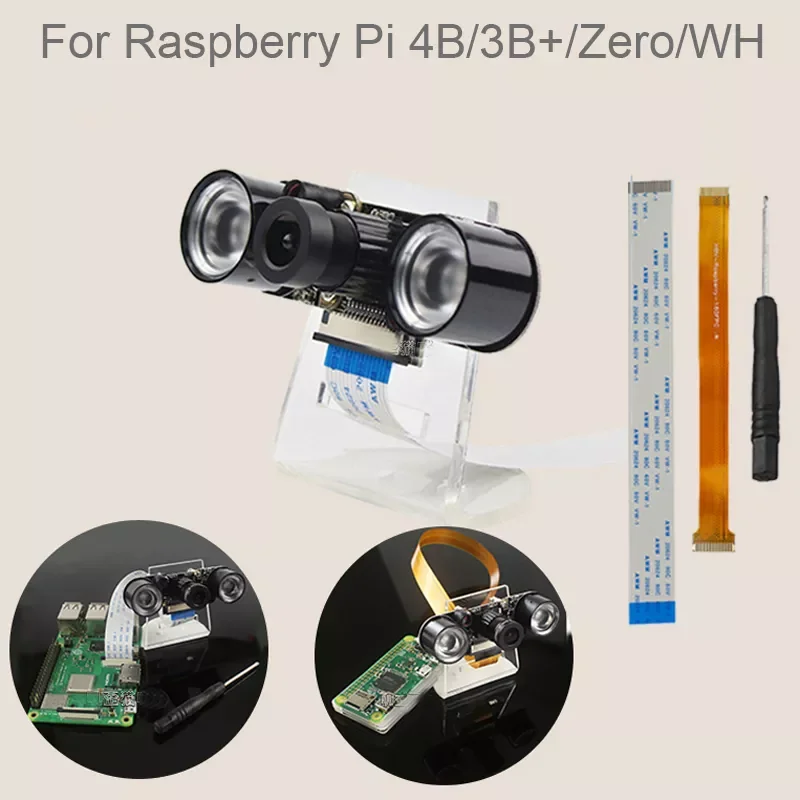 

5MP 1080P Camera module For Raspberry Pi 4 Model B/3B+/3B/Zero/W/WH Wide Angle Fish Eye Webcam Automatic Switching Day and Night