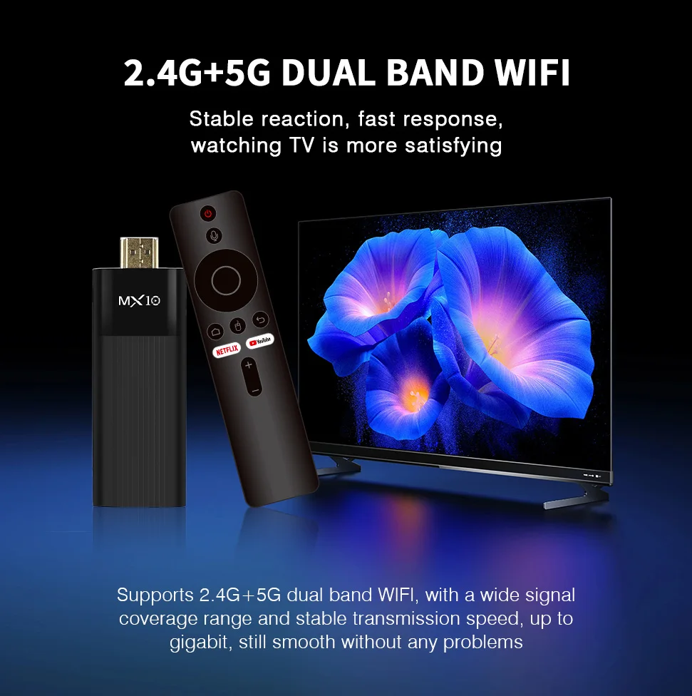 Фото Мини-ТВ-приставка Android 4K MX10-F3 Allwinner H313 Quad Core Ultra HD с двухдиапазонным Wi-Fi 2.4G/5G, 2 ГБ ОЗУ, 16 ГБ ПЗУ, портативная, для домашнего стриминга №3