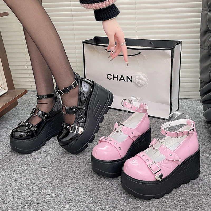 Женская обувь в стиле Лолиты новые туфли-лодочки на платформе готическом модные