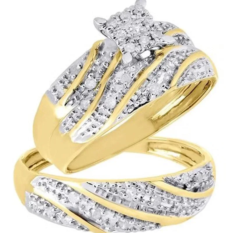 

Milangirl Two-piece Set Men Women En Twisted Ring Name Lovers Couple Rings for Women Men Engagement Jewelry Whole Sale