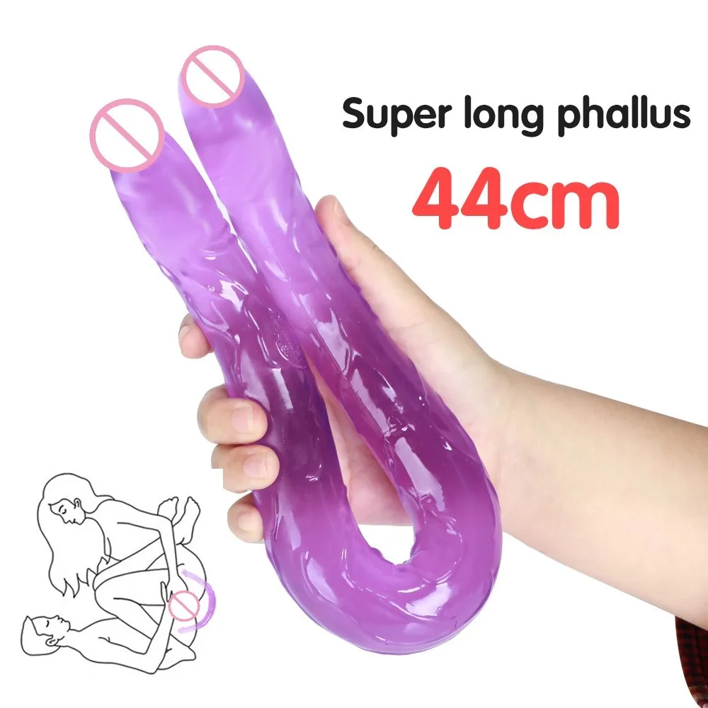 

Soft Jelly Dildo Double Long 44cm Realistic Dildos Cock Lesbian Vaginal Anal Plug Flexible Fake Penis for Women Dildos Sex Toys