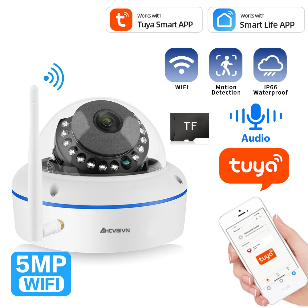

IP-камера купольная водонепроницаемая, HD, Wi-Fi, 5 Мп