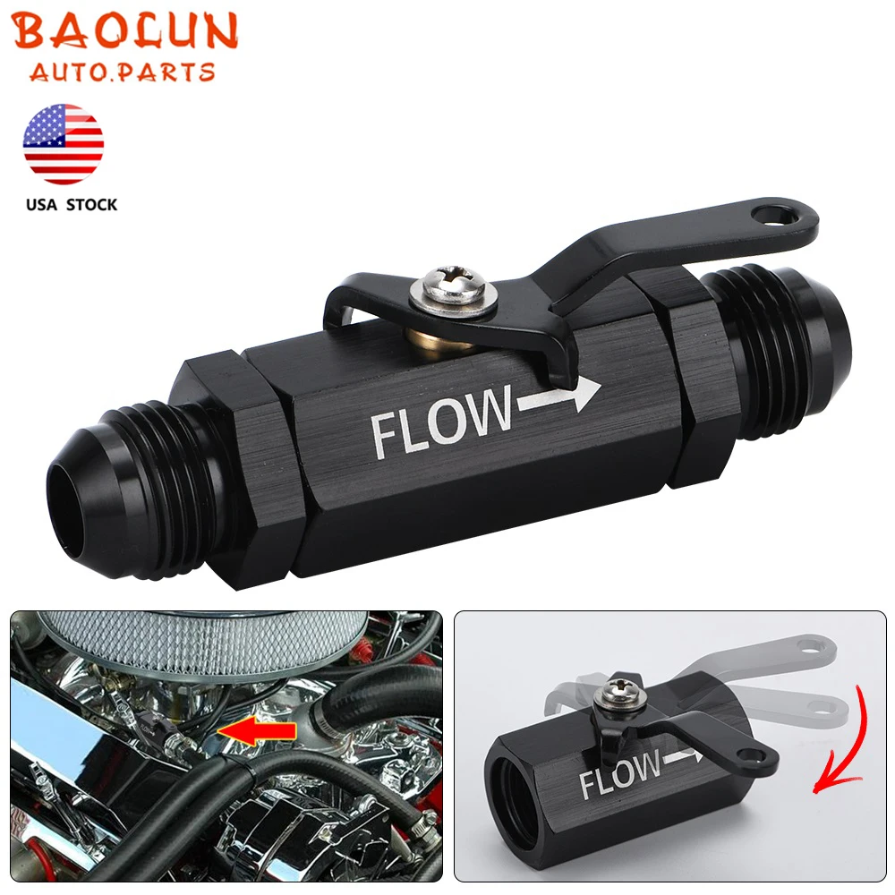 

BAOLUN Aluminum Black AN10 Inline Fuel Filter Shut Off Valve Fitting Cut Off Valve w/ Cable Lever 10AN