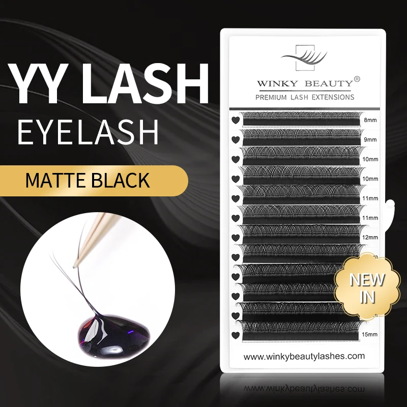

Ресницы Накладные Winky Beauty 12 рядов YY, натуральные мягкие с двумя кончиками, 8-15 микс, ручная работа