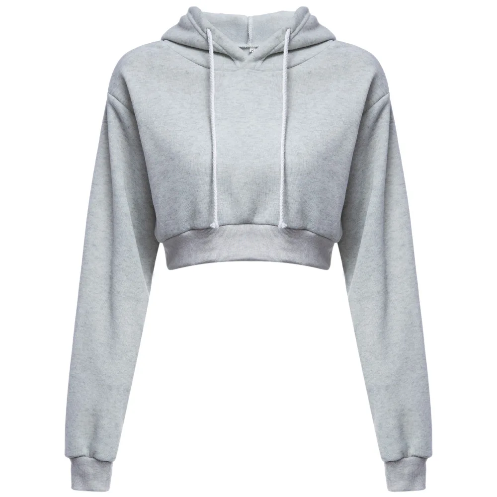 

2022 Fashion Women Sweatershirts Feme Long Sleeve Pullover Solid Crop Hoodies Sport Pullover Tops Casual Jumper Coat Hoodies