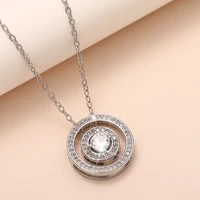 caoshi stylish round shape pendant necklace for women shiny zirconia accessories for engagement elegant bridal wedding jewelry