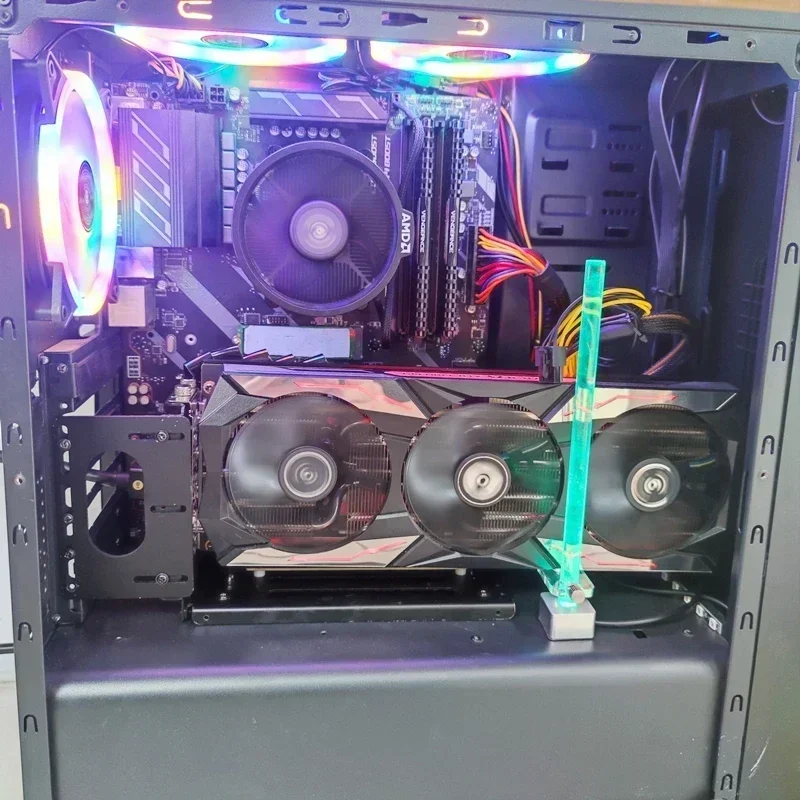 Фото Новый комплект вертикальных монтажных кронштейнов для видеокарты Riser PCI-E x16 ATX, держатель графического процессора + GEN4 PCIE 4.0/3.0 16X удлинительный кабель Riser 200 мм №3