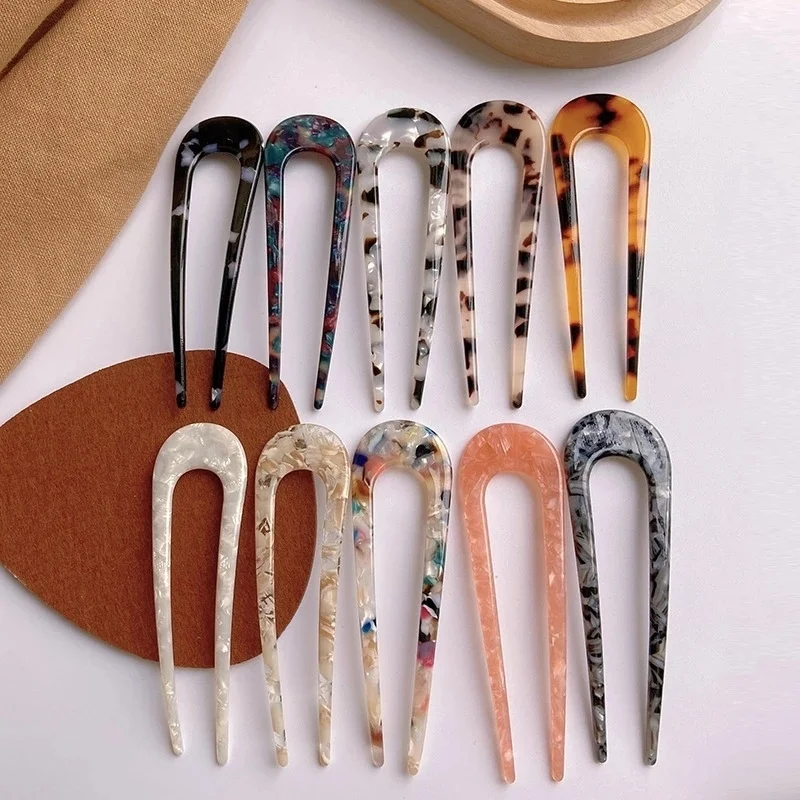 

8 Colors Hair Sticks Acetate U Shape Headbands Headwear Women Elegance Lady Hairpins Fashion Hair Clips Hair Accessories Gifts