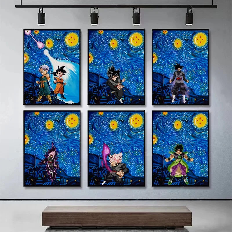 

Постер Dragon Ball Goku периферийная Картина Ван Гога Звездная ночь искусство абстрактное Аниме Картина на холсте роспись Декор подарки