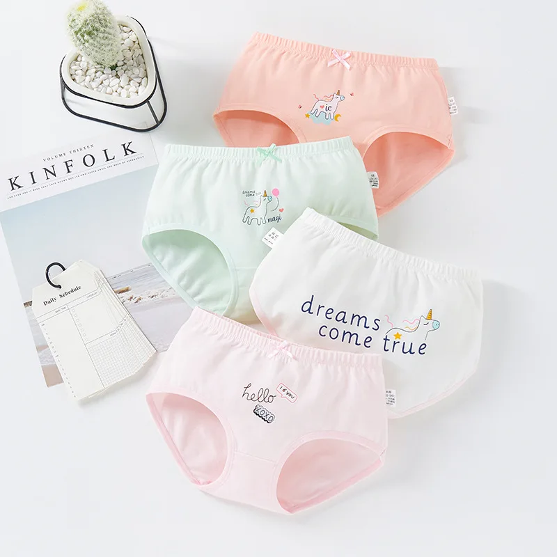 Хлопковое нижнее белье для детей 3-8 лет трусы девочек 4 шт./упаковка шорты