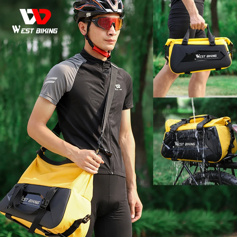 

WEST BIKING 13-25L Expandable Bike Trunk Bag MTB Hard Shell Bicycle Rear Carrier Bag Waterproof Travel Suitcases Shoulder Bag