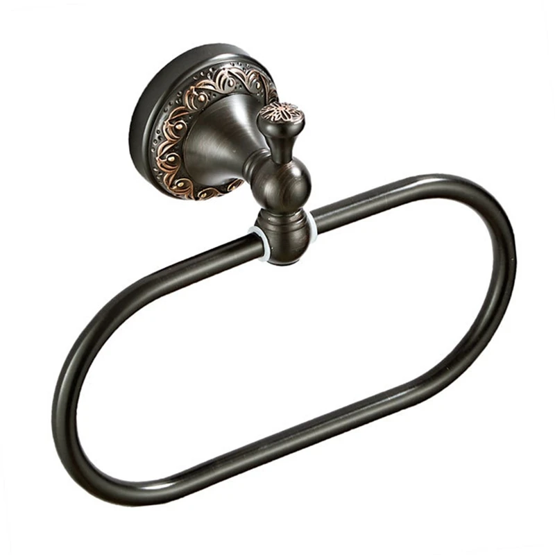 

Retro Copper Towel Ring Oval Towel Rack Hook Modern Wall Hanging Towel Rack Wall Hanging Towel Ring(Black)