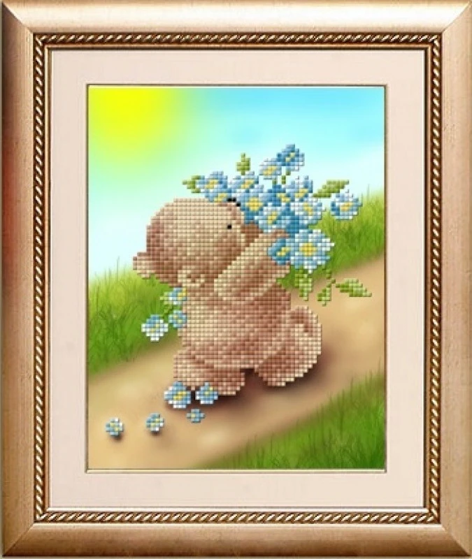 Рисунок на ткани бисером БЛАГОВЕСТ арт.К-5008 Мишутка 13 5х17 см | Вышивка