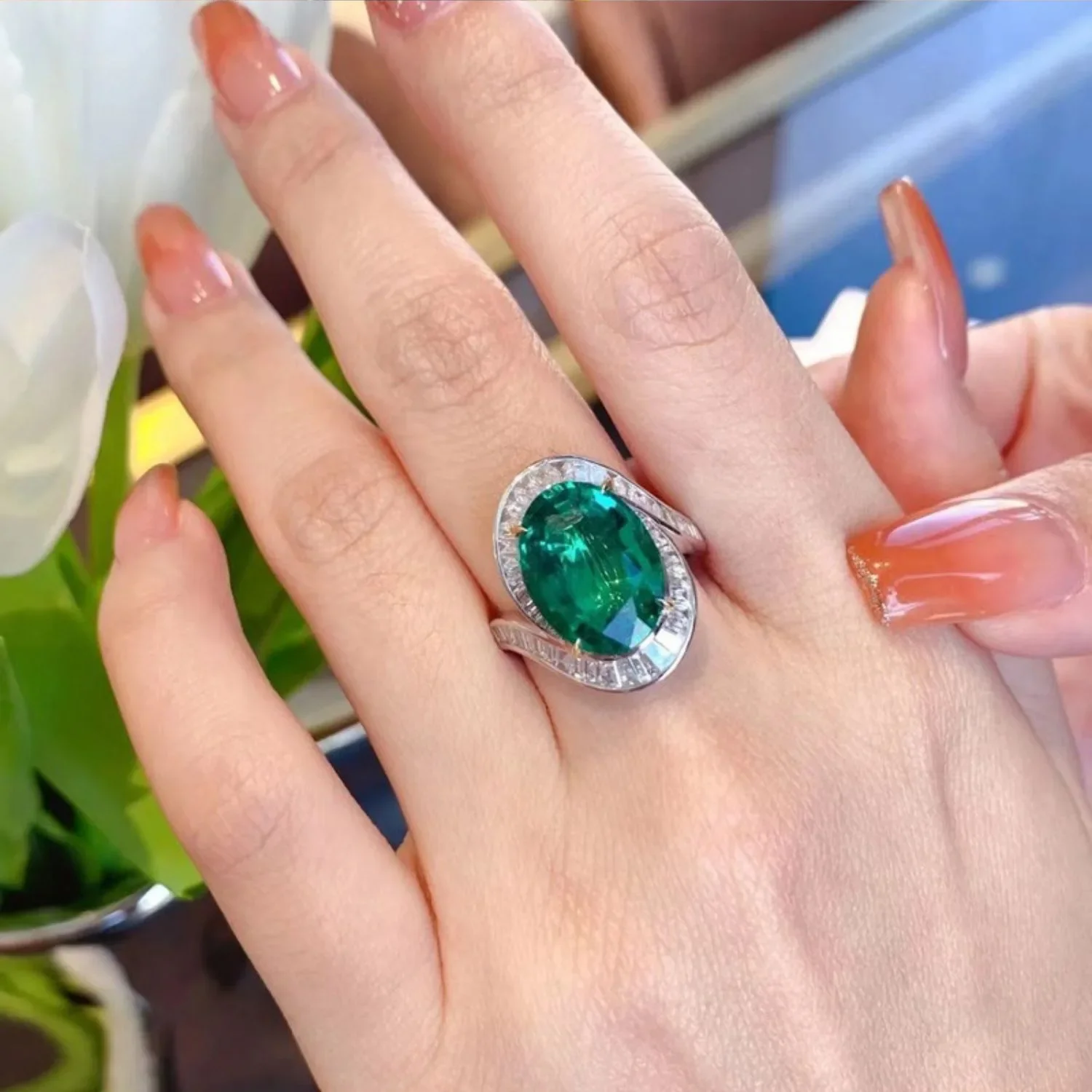 

100% S925 Sterling Silver Origin Emerald Ring for Women Fine Anillos De Green Emerald Gemstone Bizuteria Ring Jewellry Box