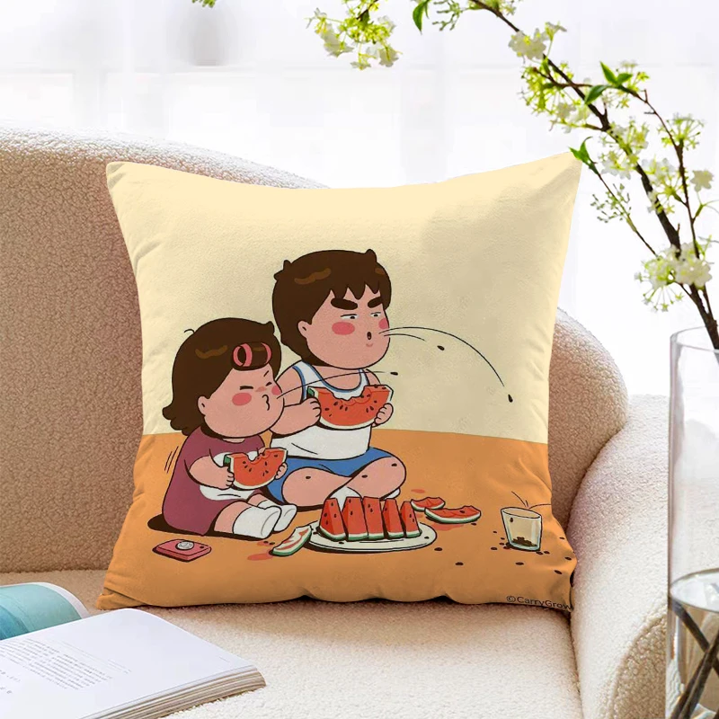 

Couple Illustration Decorative Pillow Covers for Sofa Cushion Cover 45x45 Cushions Home Decor Sleeping Pillows Pilow Cases Anime