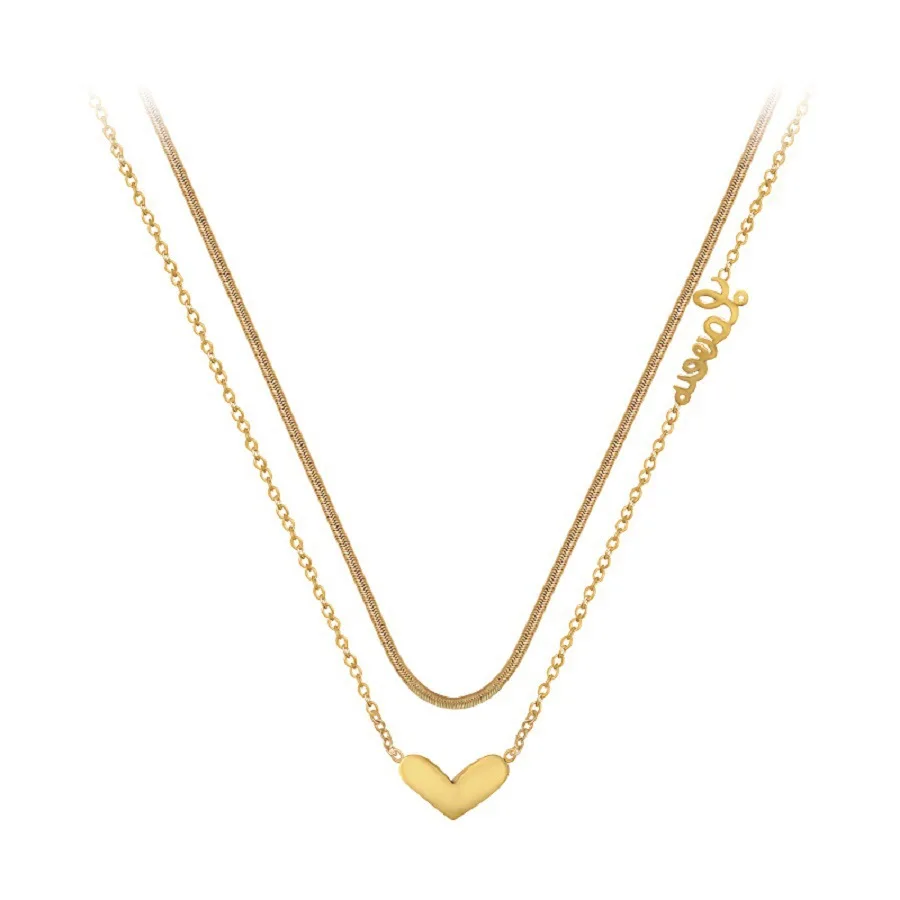

SIPENGJELL Classic Peach Heart Double Titanium Steel Short Necklace For Woman Fashion Sexy Girl's Clavicle Chain Jewelry
