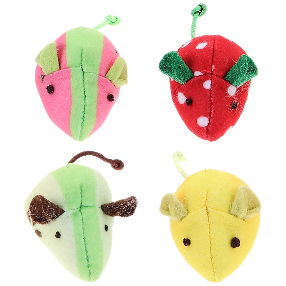 

4PCS Soft Plush Catnip Fruit Mouse Toys Catnip Stuffed Mouse Toys for Cats