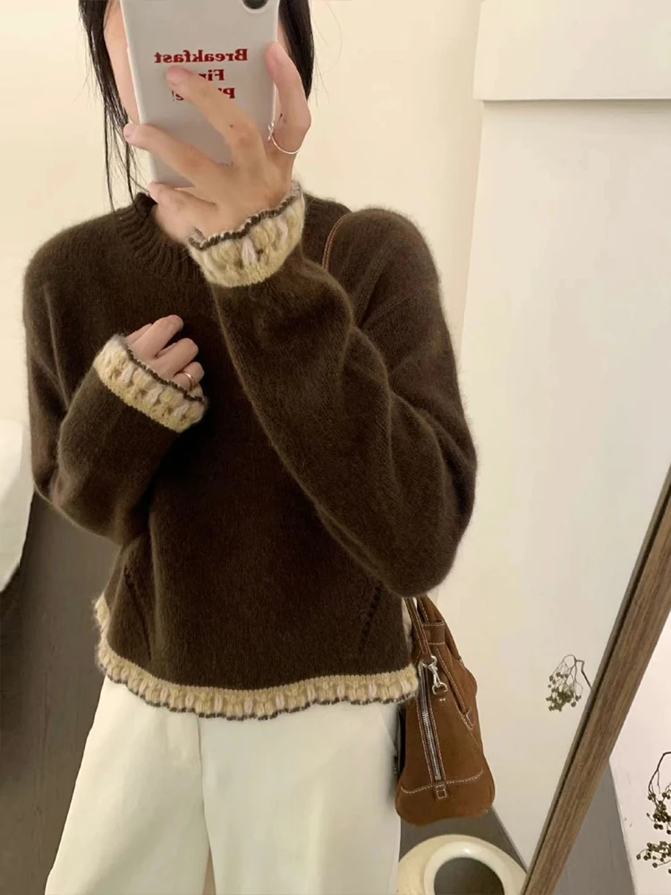 Кружевной вязаный топ Western Sle Sweet Idle женский осенне-зимний новый дизайн уникальный