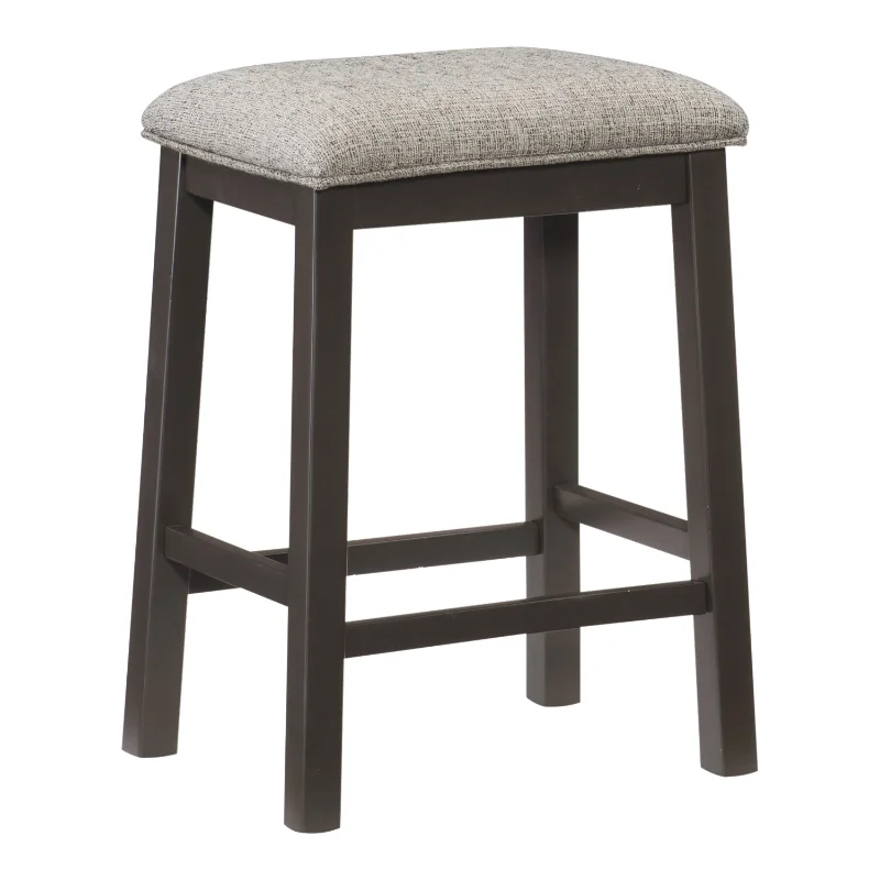 

Modern Aesthetic Set of 2 Counter Height Stool Gunmetal-Gray Finish Wood Fabric Covered Padded Seat Gray Solid