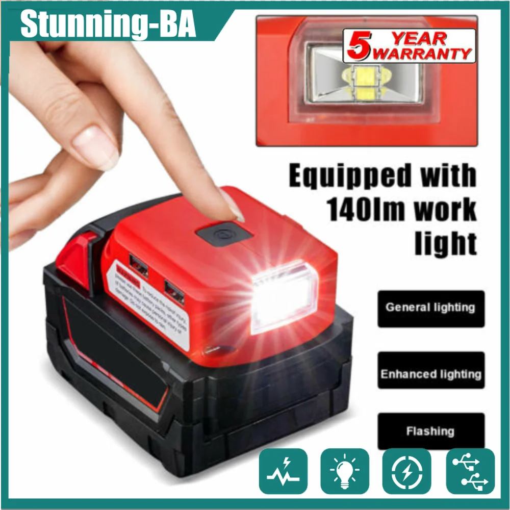 Battery Adapter For Milwaukee 18V Battery USB Charger Power 