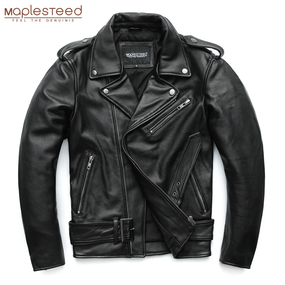 

Мужская кожаная куртка MAPLESTEED, черная классическая мотоциклетная куртка из 100% натуральной воловьей кожи, толстая мотоциклетная куртка с рукавами 61-67 см, 6XL, м192, для зимы,