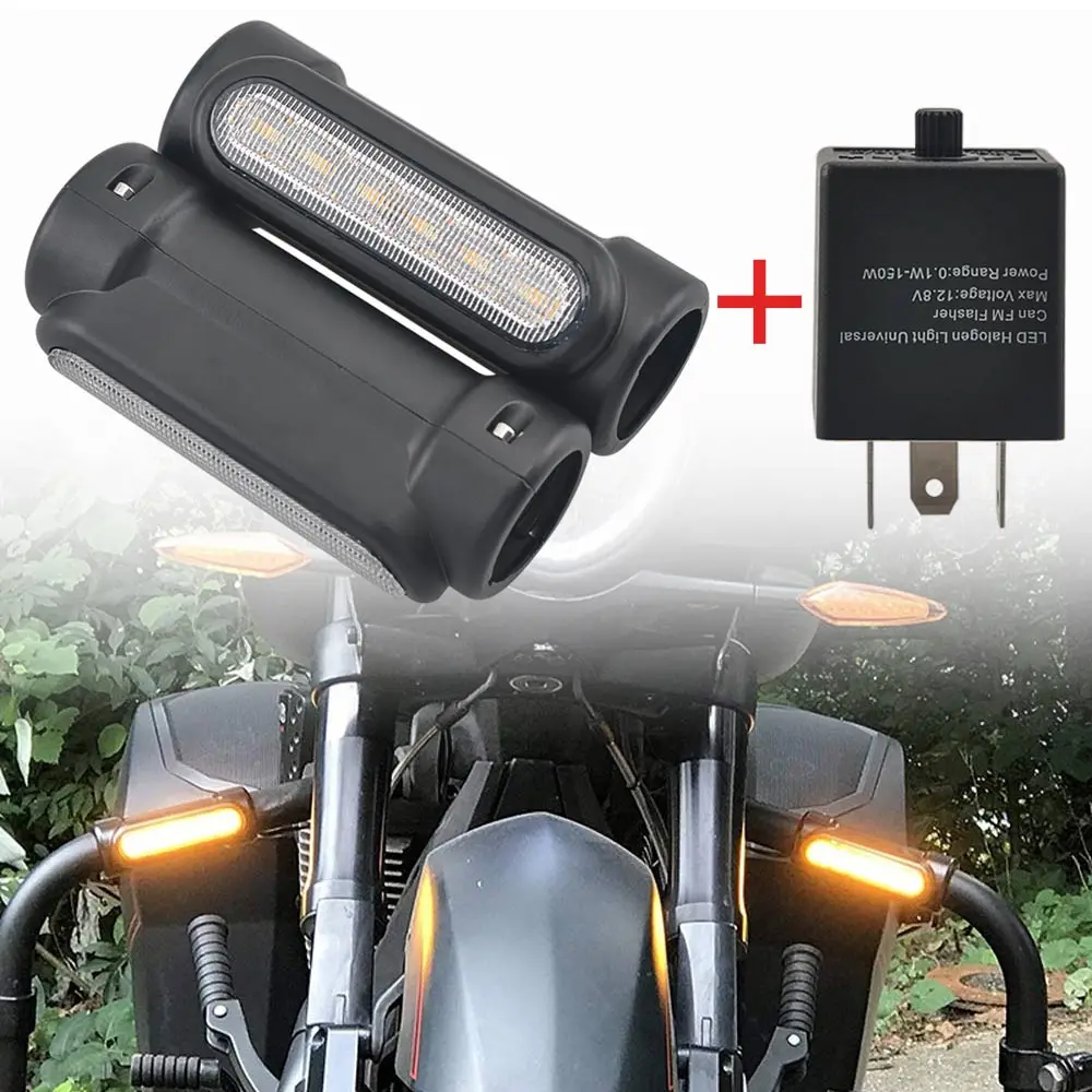 

For Harley Touring Turn Signals Moto Bumper Lights Motorcycle Highway Bar Driving Light White Amber LED For Victory Crash Bars
