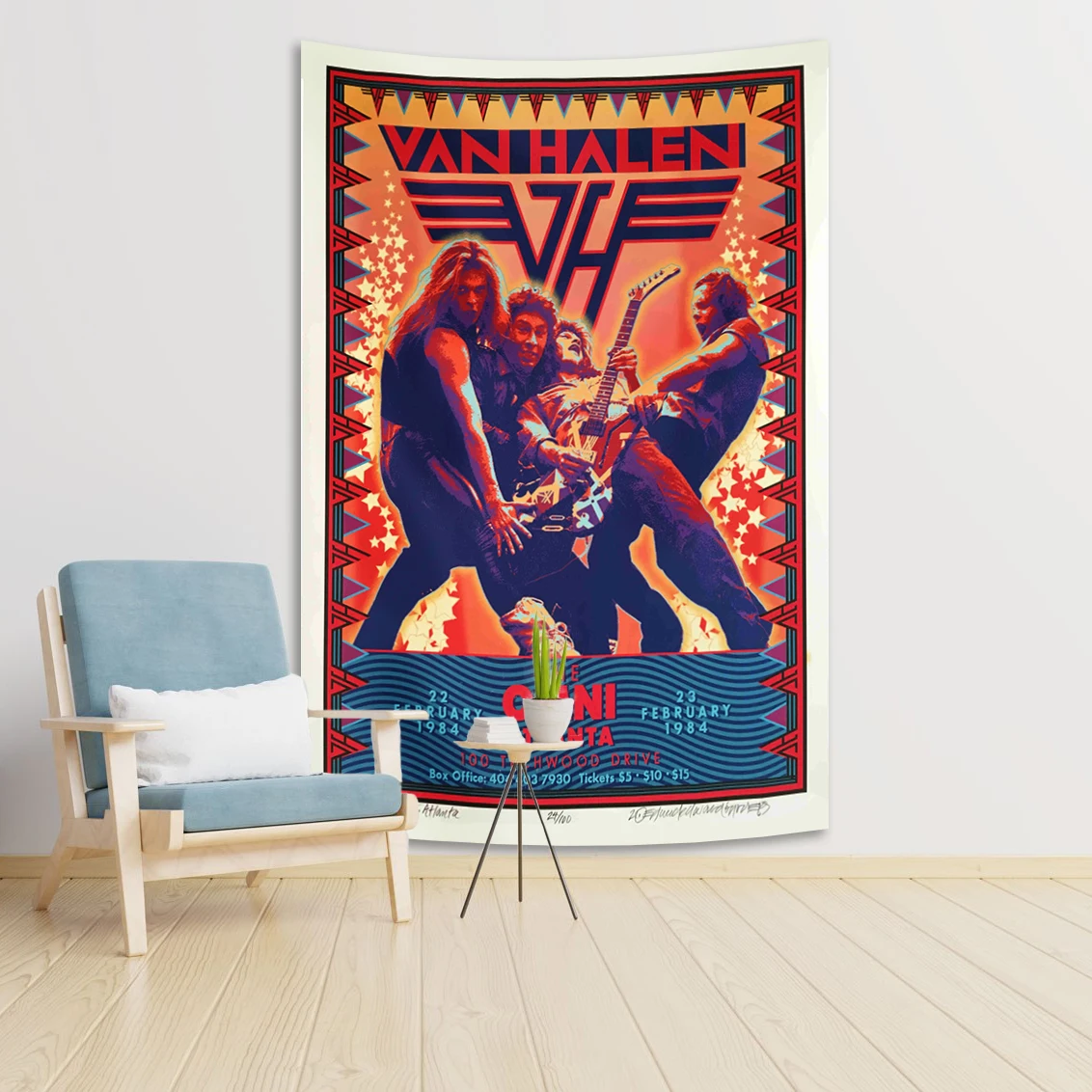 

Гобелен с изображением ван Халена группы рок-певицы 90 × 150 см, художественное изображение в стиле бохо, современные постеры для домашнего декора для семейной спальни