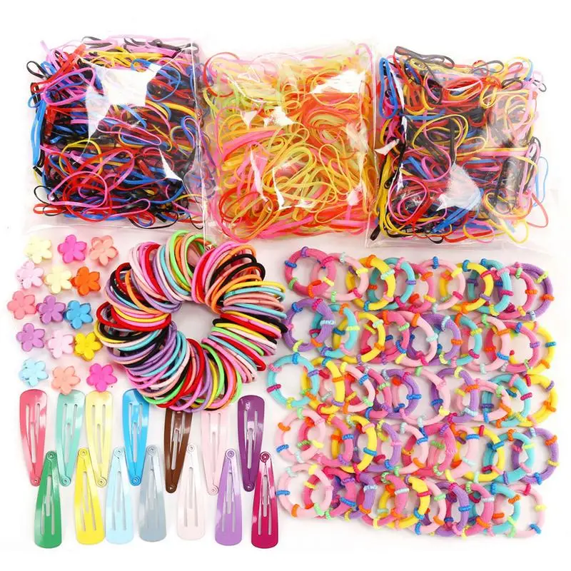 

780pcs Baby Girls Colorful Elastic Hair Bands Hairpins Metal Barrette Children Ponytail Holder Kids Mini Hair Accessories