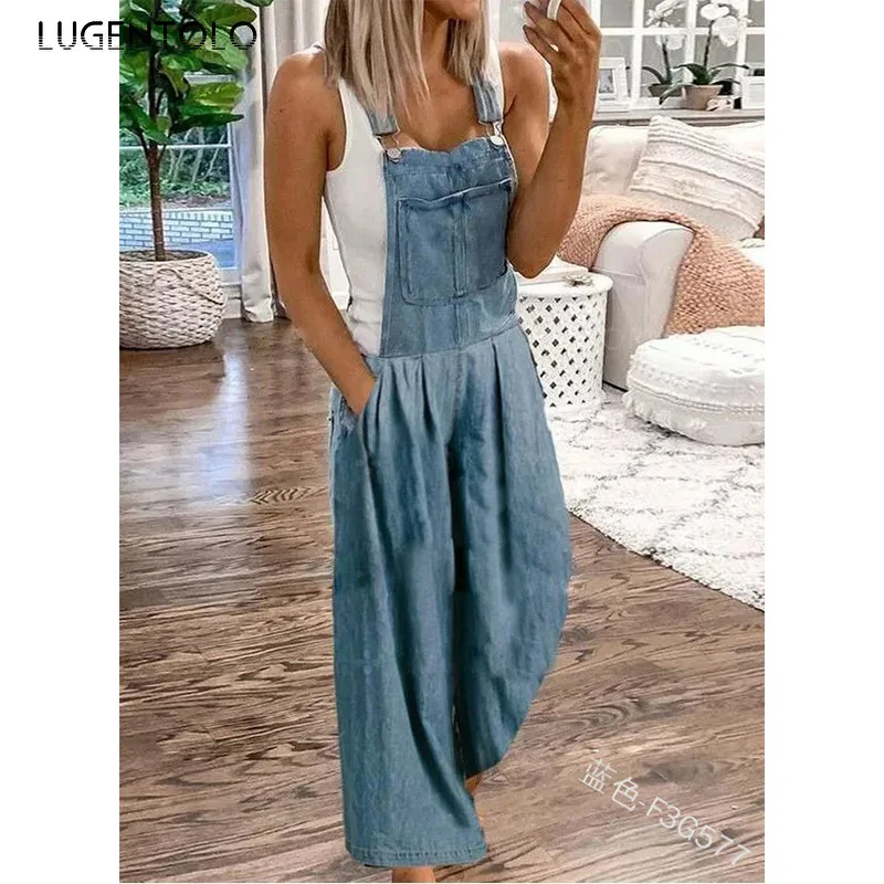 

Women Cargo Pants Jeans Loose Spring Summer Solid Casual Side Pocket Overalls Feamle Street Simple Thin Long Jeans