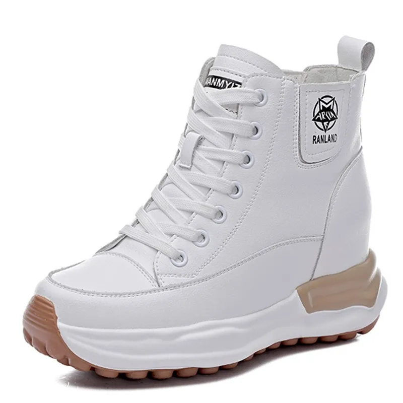 

Женские кроссовки из натуральной кожи, на платформе 7 см, сезон весна-осень-зима, теплые меховые ботинки, женские боевые ботильоны, бесплатная доставка