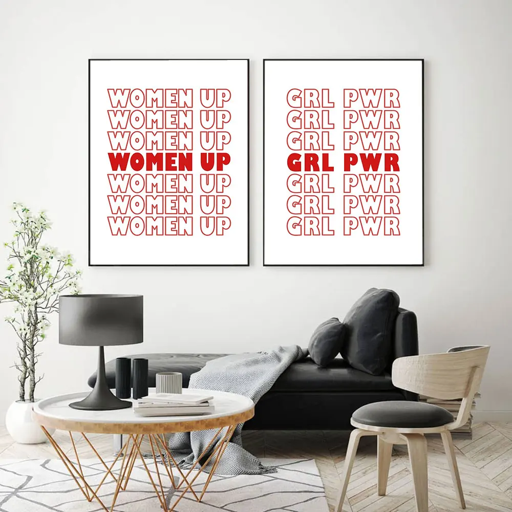 

Плакат девушки Power, Женская Художественная печать, Минималистичная GRL PWR, холст, живопись, современная цитата, Современная Настенная картина,...