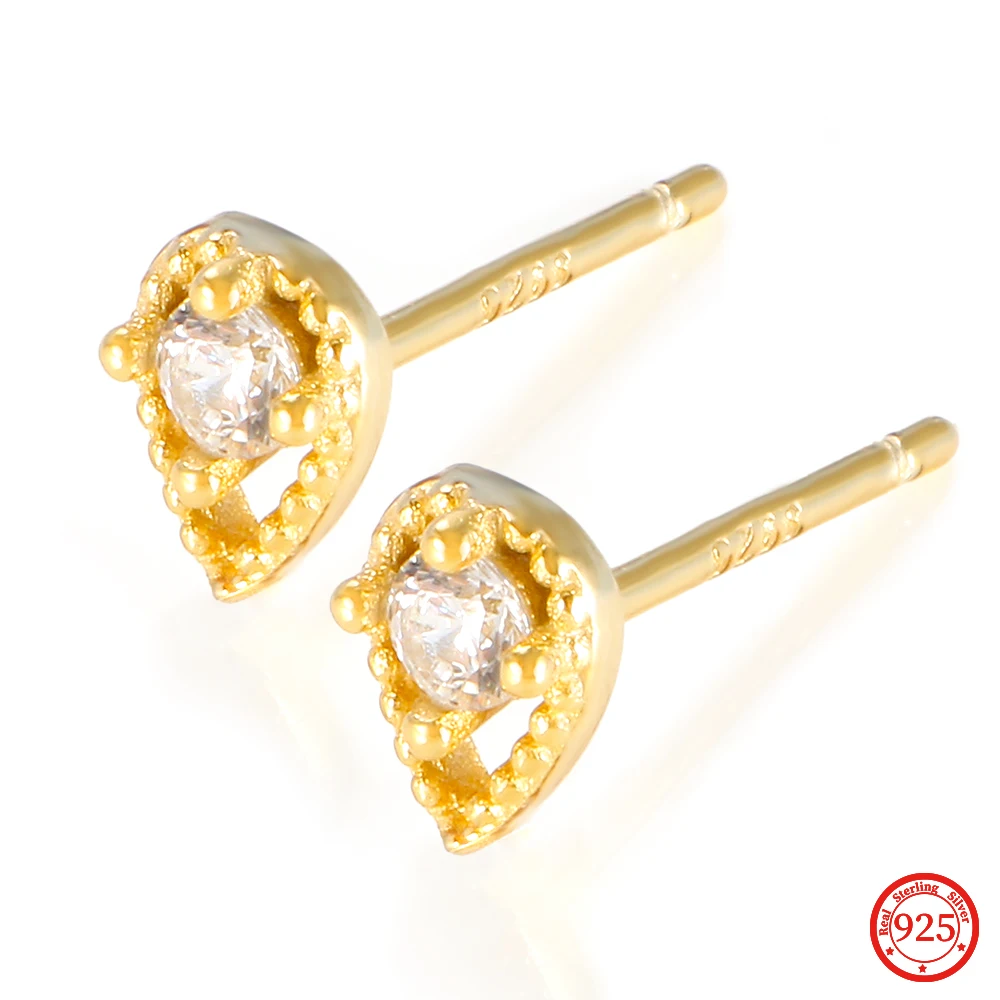 

925 Sterling Silver Zircon Hollow Water Drop Sweet Cute Stud Earrings for Women Girl Wedding Ear French Luxury Fine Jewelry Gift