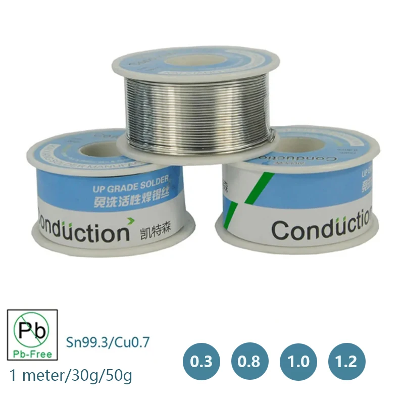 

Бессвинцовая паяльная проволока Sn99.3/Cu0.7, рулон паяльной проволоки высокой чистоты для ремонта электроники, защита окружающей среды, оловянная проволока, флюс