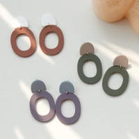 round solid color hollow fashion acrylic earrings for women personality hypoallergenic earring party jewelry 2022 new trend