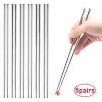 5pairs stainless steel chopsticks reusable non slip sushi chopsticks high temperature sterilizable sticks kitchen accessories