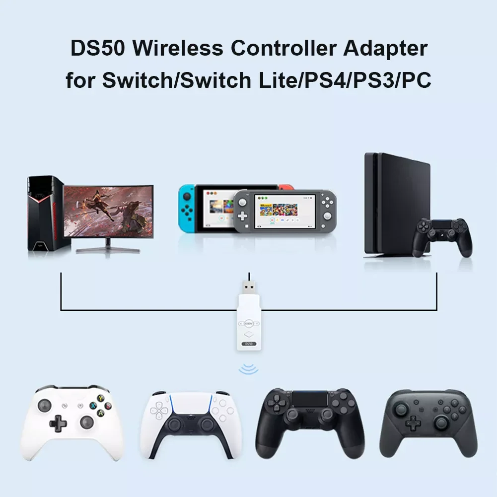 DS50 конвертер геймпада приемник для PS5 PS4 PS3 Xbox NS Pro Bluetooth-совместимый контроллер
