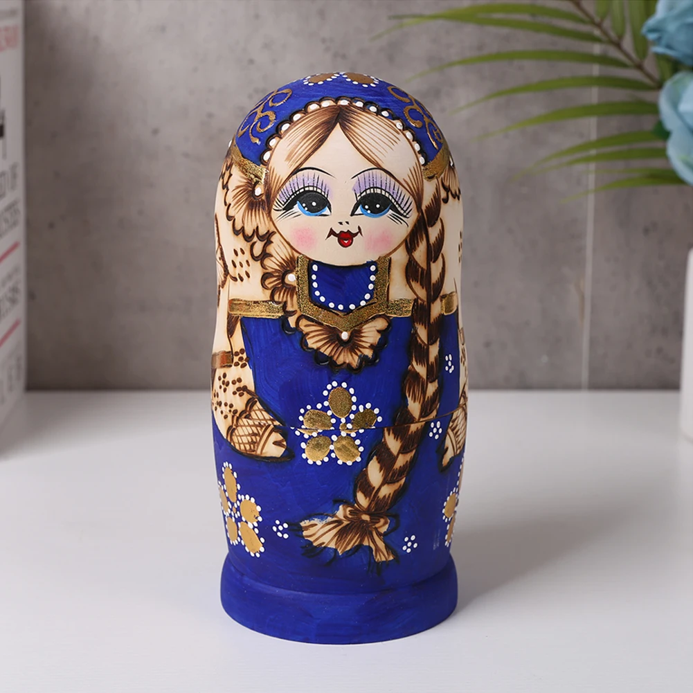 

Деревянная кукла-матрешка для девочек, игрушки, ручная роспись, русская гнездовая кукла, художественное ремесло для детской спальни, декора...