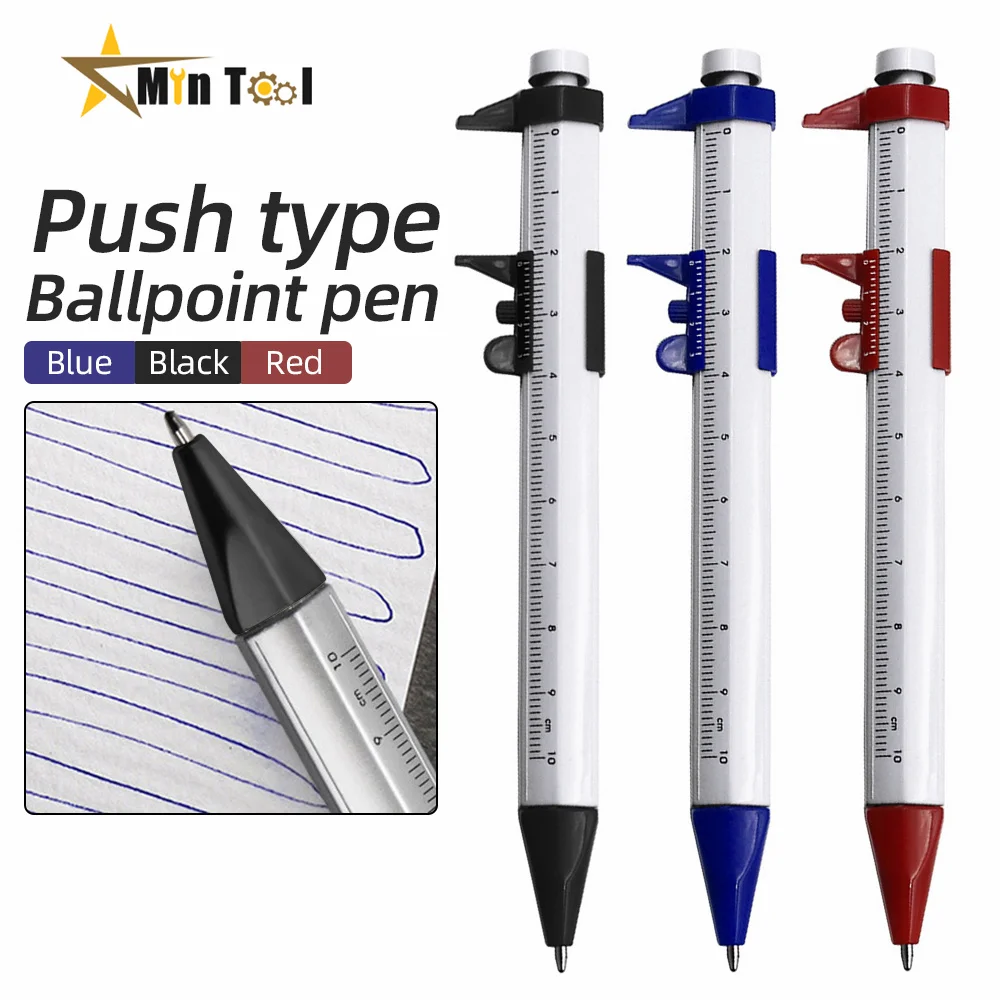 

Multifunction Ink Pen Vernier Caliper Roller Ball Pen Stationery Ball-Point Blue/Black Refill Vernier Caliper Hand Tool