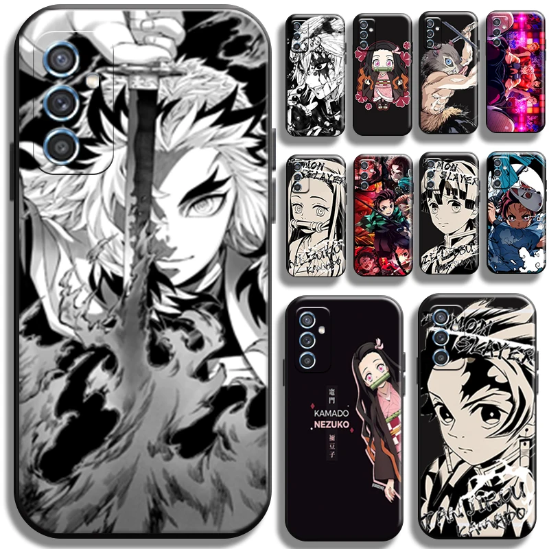 

Demon Slayer Kamado Nezuko For Samsung Galaxy M52 Phone Case Liquid Silicon Carcasa Shockproof Cases TPU Coque Funda Back Soft