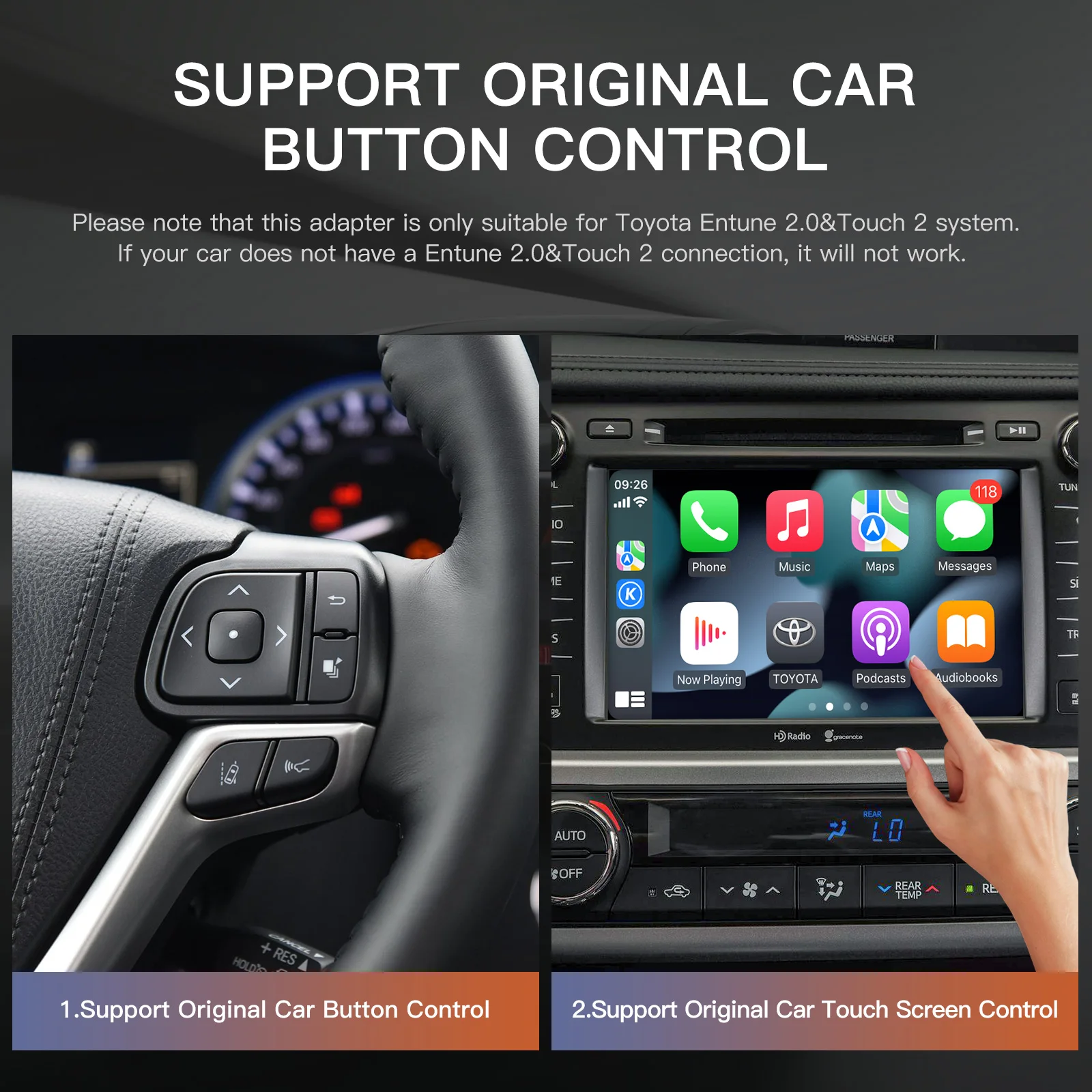 Carabc Wireless Apple Carplay Android Auto для TOYOTA Touch2 и Entune2.0 4Runner Camry Highlander Prius Tacoma RAV4 2014-2019