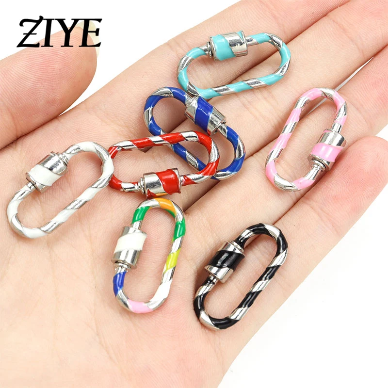 

2pcs Fashion Colorful Thread Enamel Rectangular Pendant Carabiner Screw Lock Clasp DIY Jewelry Accessories For Handmade Keychain