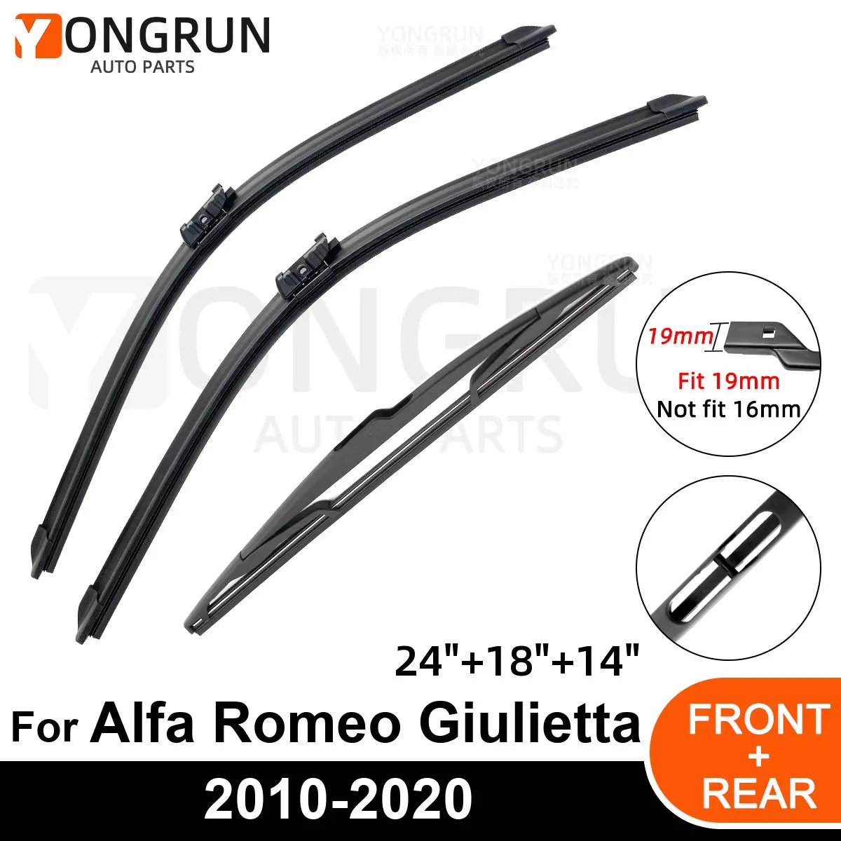 

Car Windshield Windscreen Front Rear Wiper Blade Rubber Accessories For Alfa Romeo Giulietta 24" 18" 14" 2010 - 2018 2019 2020