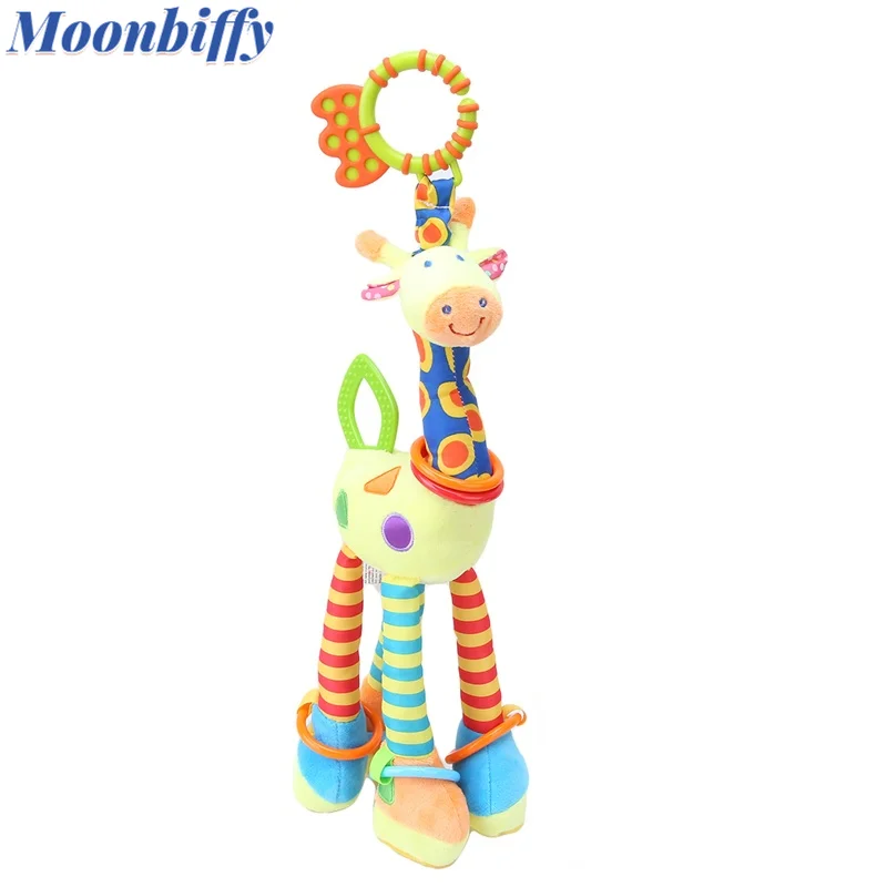 

Baby Teether Plush Toy Infant Baby Developing Soft Giraffe Animal Bells Rattles Handle Hot Selling Toys with Baby Teether Toy