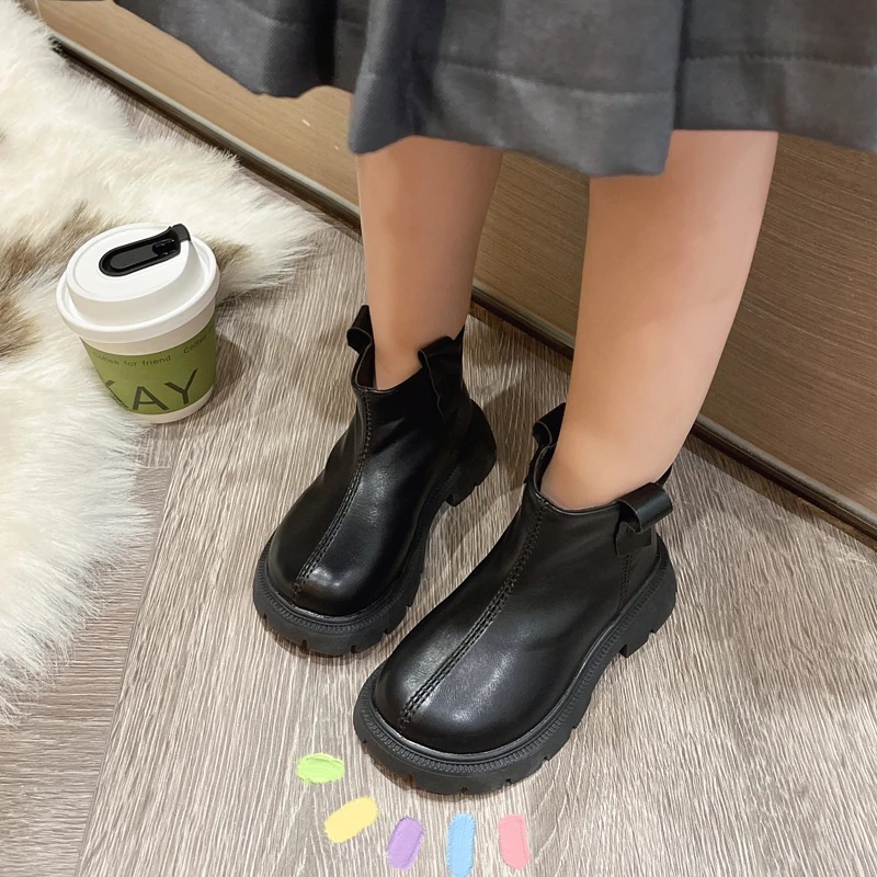 

Girls Winter Ankle Boots For Children 2022 Princess Autumn Shoes Kids Microfiber Leather Flat Fashion Sports Boots Free Shipping