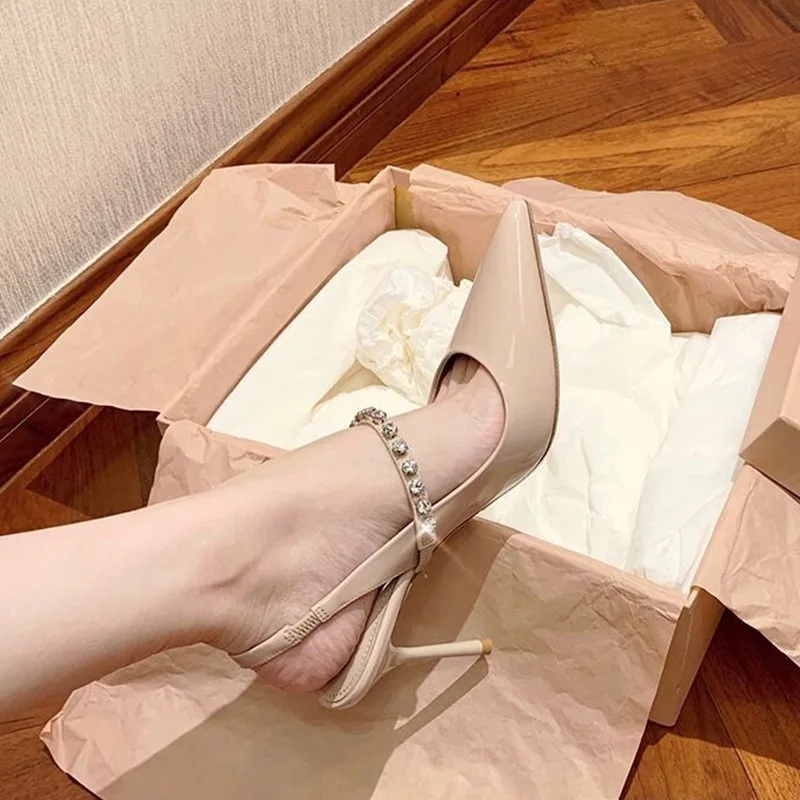 Light Luxury Sandals Diamond Leather Women Heels Shoes Fashion Shoes for Women Pointed Shoes Sandals Women 2022 High Heels Shoes